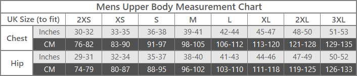 mens upper body size guide